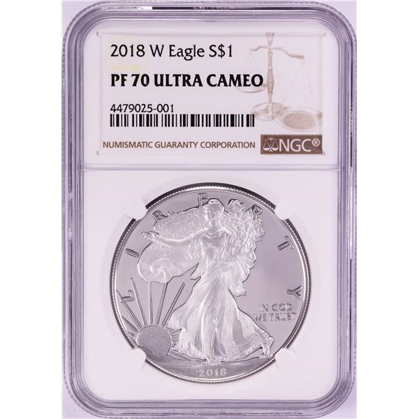 2018-W $1 Proof American Silver Eagle Coin NGC PF70 Ultra Cameo