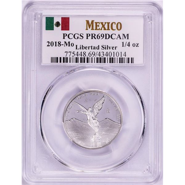 2018-Mo Mexico Proof 1/4 oz Silver Libertad Coin PCGS PR69DCAM