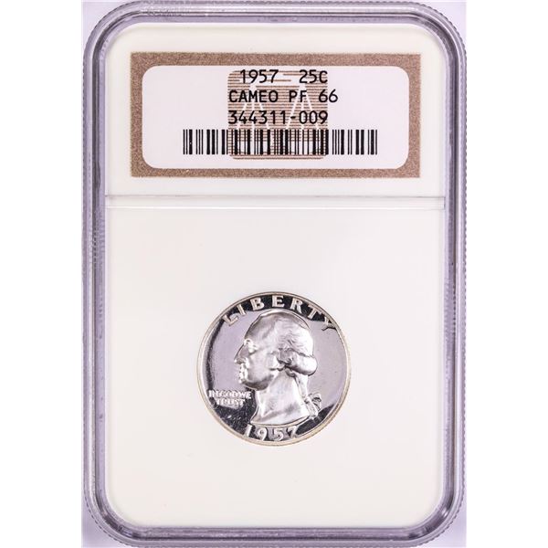 1957 Proof Washington Quarter Coin NGC PF66 Cameo