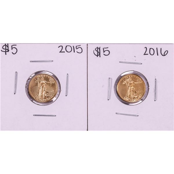 Lot of 2015-2016 $5 American Gold Eagle Coins
