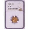 Image 1 : 1925-D $2 1/2 Indian Head Quarter Eagle Gold Coin NGC AU58