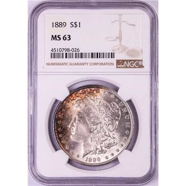1889 $1 Morgan Silver Dollar Coin NGC MS63 Nice Toning