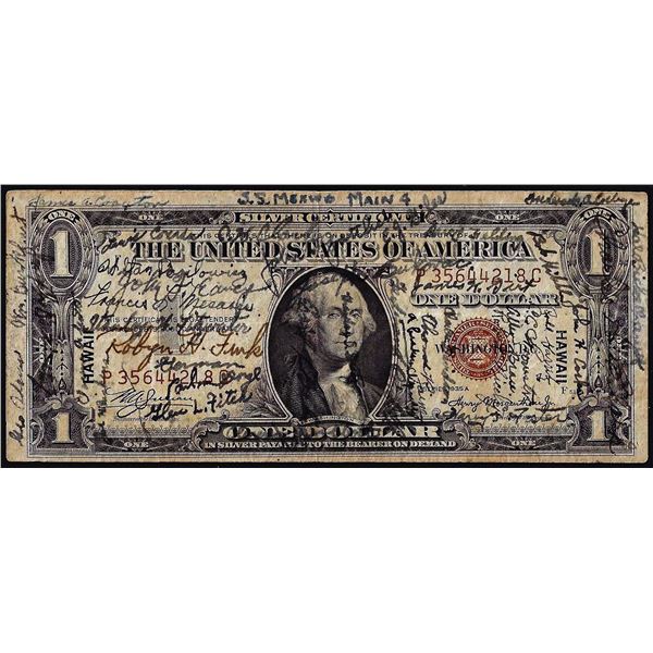 Short Snorter 1935A $1 Hawaii WWII Emergency Issue Silver Certificate Note