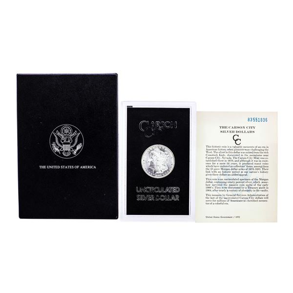 1883-CC $1 Morgan Silver Dollar Coin GSA Hoard Uncirculated with Box & COA