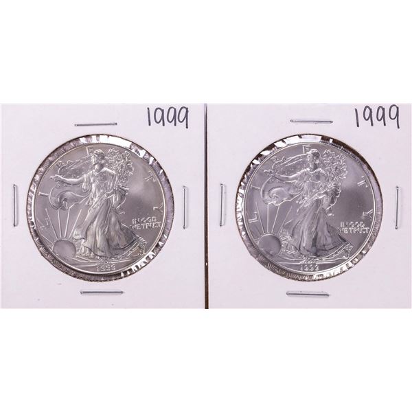 Lot of (2) 1999 $1 American Silver Eagle Coins