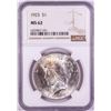 Image 1 : 1922 $1 Peace Silver Dollar Coin NGC MS62