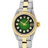 Image 2 : Rolex Ladies Two Tone Green Vignette Diamond Oyster Perpetual Datejust Wristwatch