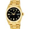Image 2 : Rolex Men's 18KT Yellow Gold Black Diamond Quickset President Wristwatch
