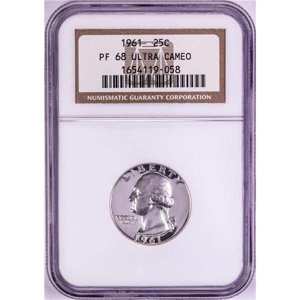 1961 Proof Washington Quarter Coin NGC PF68 Ultra Cameo