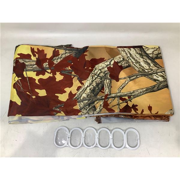 Fall Trees & Camouflage Shower CurtainÊwith Hanging Rings