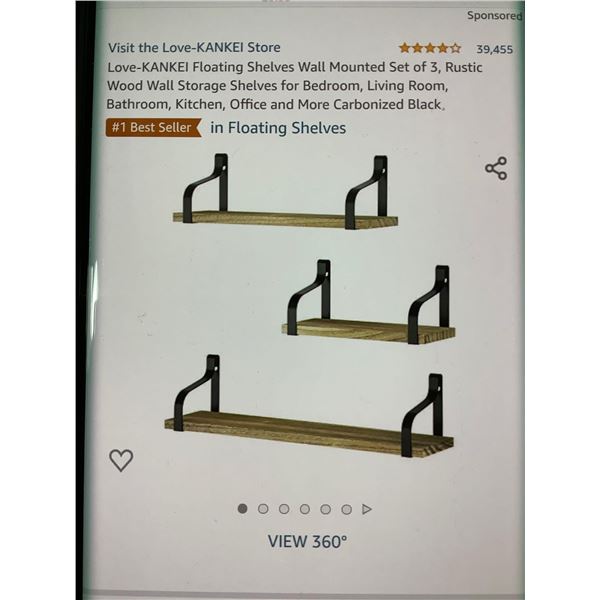 Set of 3 Love Kankei Wooden Floating Shelves