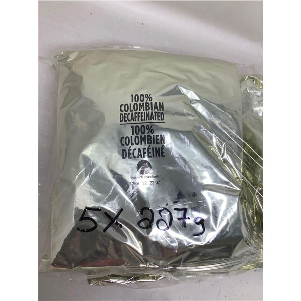 Columbian decaf coffee ground lot of 5 x 227g bags