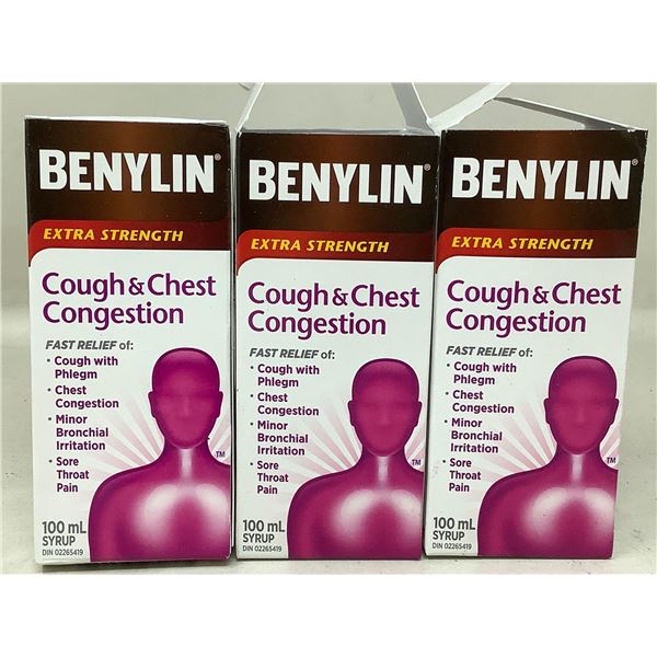Benylin cough & chest extra strength syrup lot of 3 x 100ml