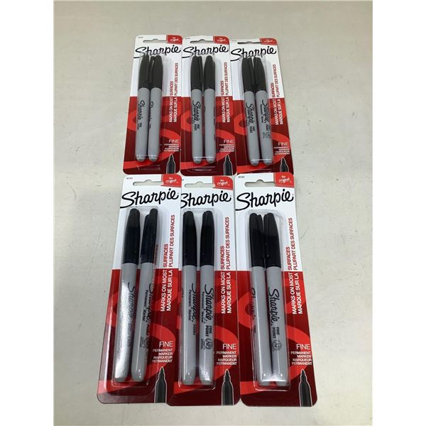 Sharpie Black Felt Pens lot of 6 x 2 pack