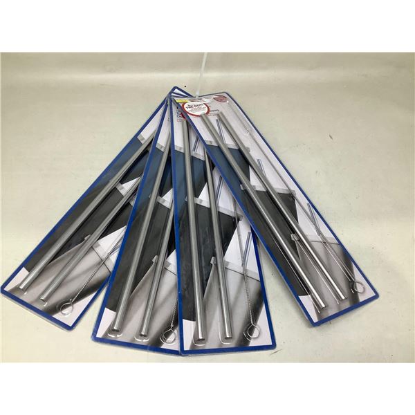 Stainless Steel Drinking Straw kits with cleaner lot of 4
