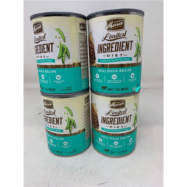 Merrick limited ingredient real duck dog food lot of 4 x 360g