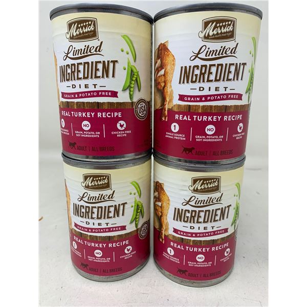 Merrick limited ingredient real turkey dog food lot of 4 x 360g