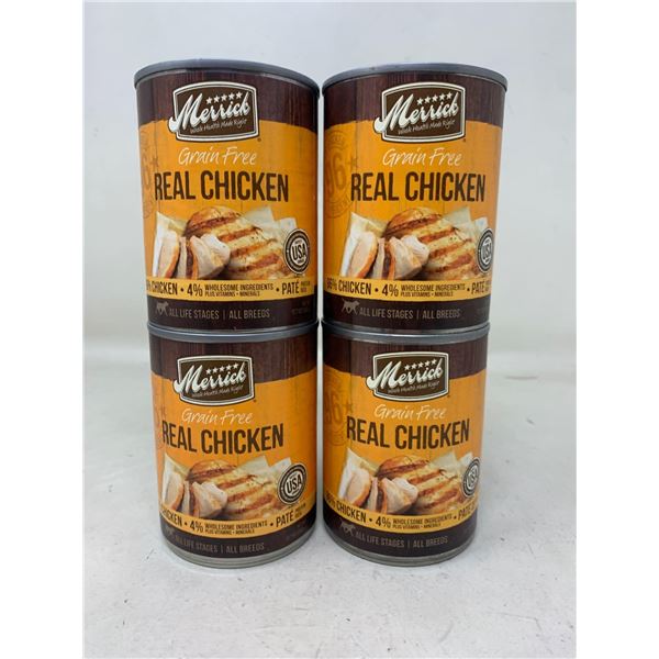 Merrick grain free real chicken dog food lot of 4 x 360g