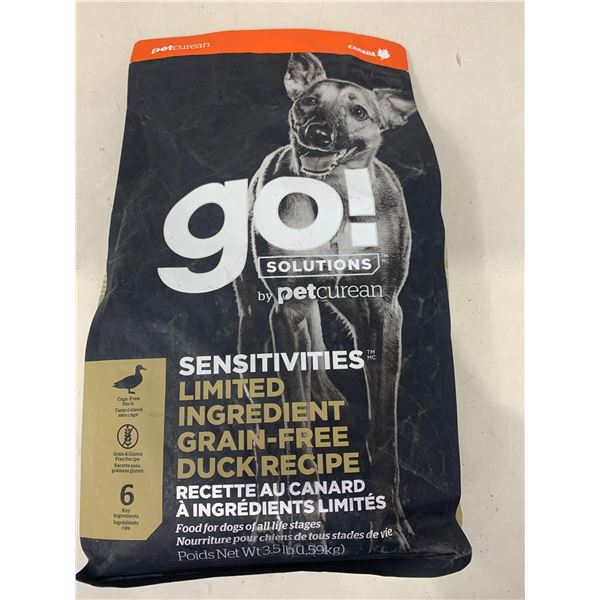 GO solutions grain free duck recipe dog food 3.5lbs bag