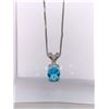 Image 1 : Oval Cut Blue Ice Solitaire Topaz Pendant and chain Set