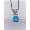 Image 2 : Oval Cut Blue Ice Solitaire Topaz Pendant and chain Set