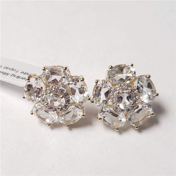 Silver White Topaz(9.6ct) Earrings  (~length inches), Suggested Retail Value $100
