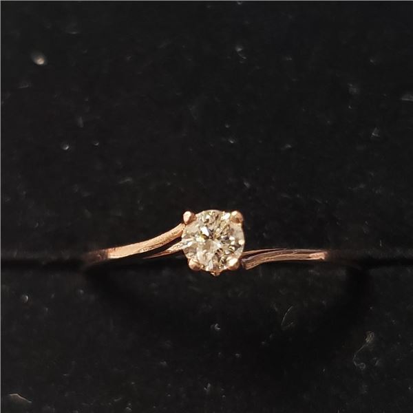 10K Rose Gold Diamond (0.2Ct,Si2,I) Ring (~Size 6.5)( (~weight 1.1g), Made in Canada, Appraised Reta