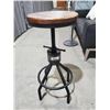 Image 1 : Adjustable Height Metal Stool with Wood Seat