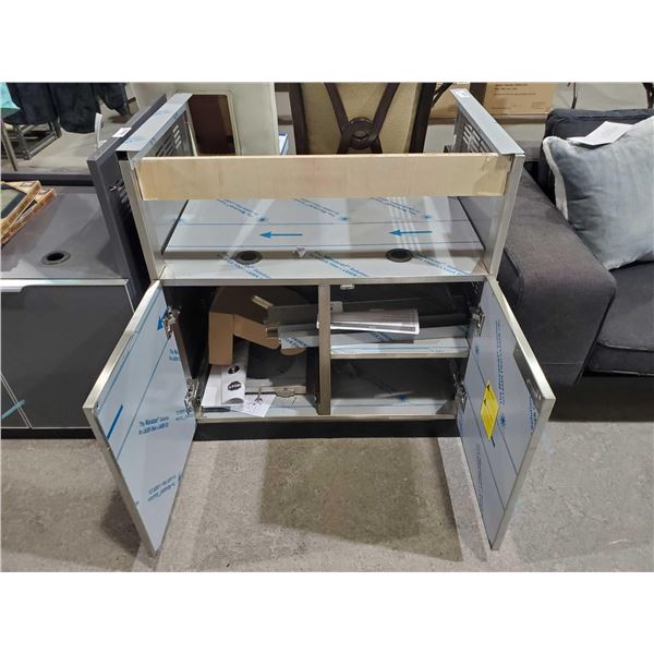 Stainless Steel double door BBQ Stand, includes shelving and gas line ports,  Patio Furniture System