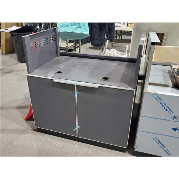 Tempered Glass Coated 2 door BBQ stand with propane tank pull out and shelves