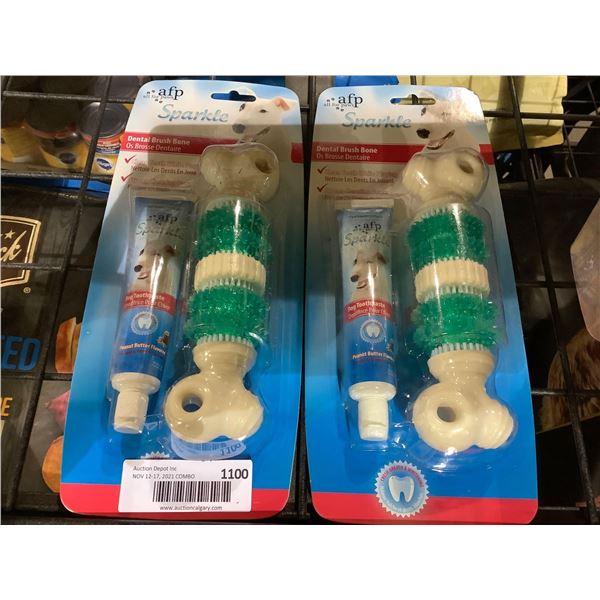 AFP Dog Dental Brush Bone & Toothpaste X2