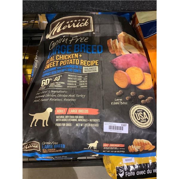 Merrick's Grain Free, Large Breed, Real Chicken & Sweet Potato Dog Kibble - 22Lbs