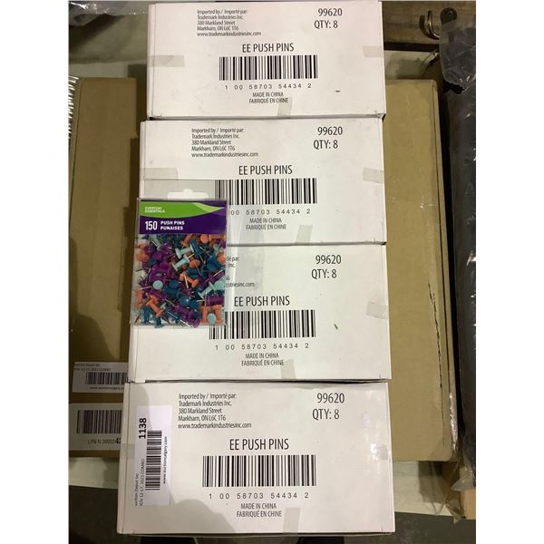 Everyday Essentials Pushpins 150/Box, 8 Box/Case, 4 Cases