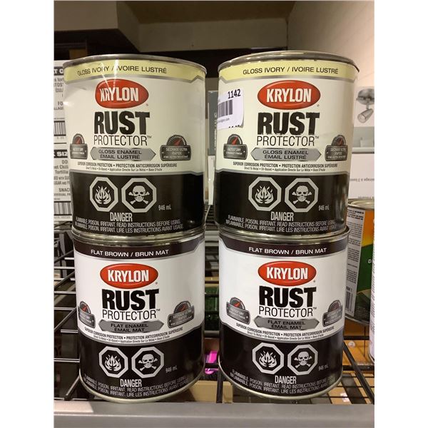Krylon Rust Protector 2X946ml  Ivory Gloss Enamel 2X946ml Brown Flat Enamel