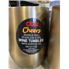 Image 2 : Set of 4 OGGI Cheers Double Wall Stainless Steel Wine Tumbler with Acrylic Lid - 330ml