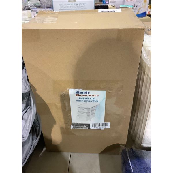 *NEW* Simple Houseware Stackable 3 Tier Basket Drawer - White
