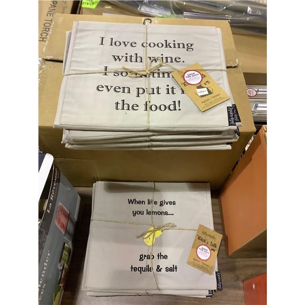 Funny Cooking Apron Lot  5X "I Love Cooking with Wine" 4X "When Life gives You Lemons"