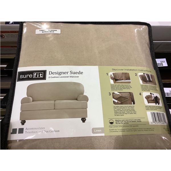 *NEW* Sure Fit Designer Suede 2 Cushion Loveseat Slipcover - Tan