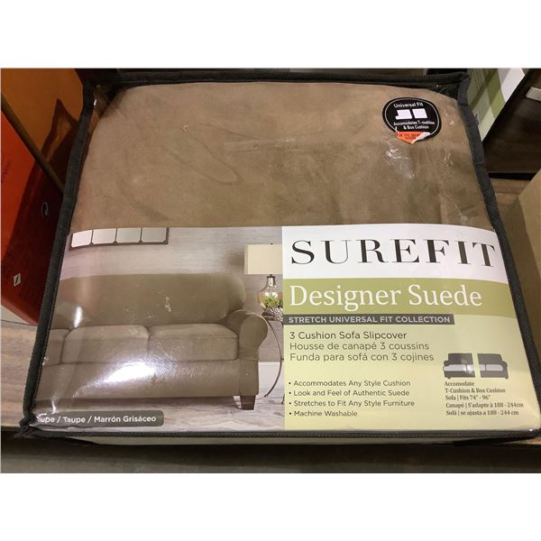 *NEW* Sure Fit Designer Suede 3 Cushion Sofa Slipcover - Brown