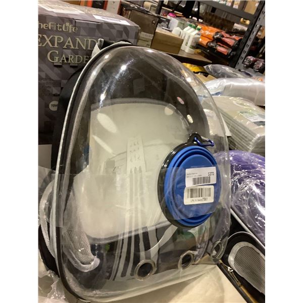 *NEW* Clear Front Pet Travel Backpack with Collapsible Water Bowl - Black