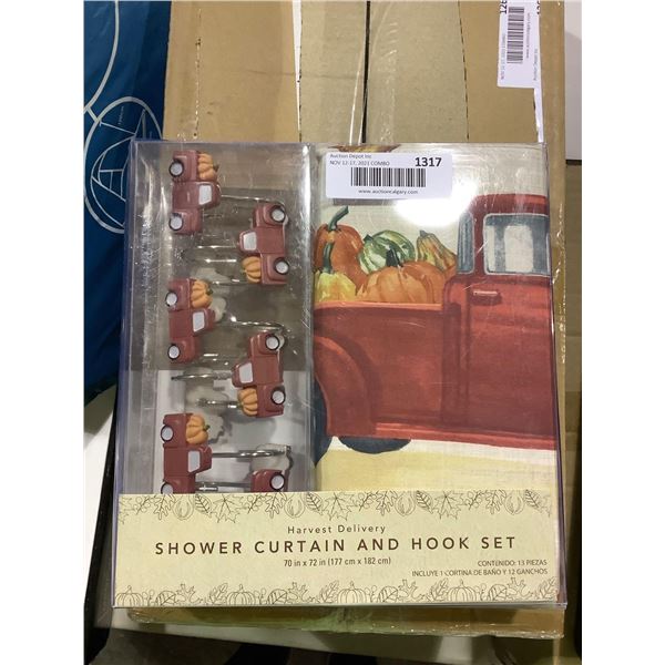 *NEW* Harvest Delivery Shower Curtain with Matching Curtain Hooks