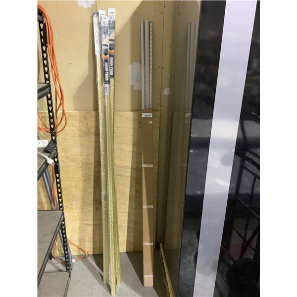 Box of Shur-Trim Carpet Strips nd box of shelving support brackets