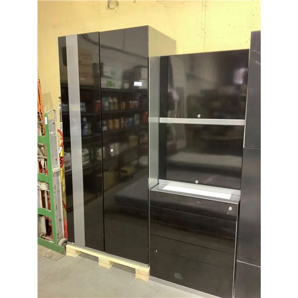 Black Metal Cabinet Set 4 Cabinets 1 Large 1 Medium Drawer Chest 2 Small