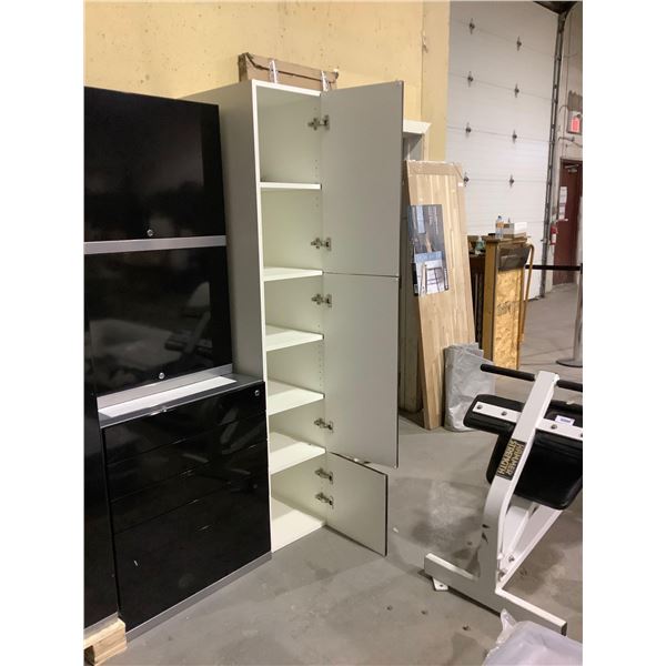 Tall Wooden Cabinet with Soft Closing Hinges - Black & White