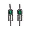 Image 1 : 3.24 ctw Emerald and Diamond Earrings - Platinum