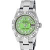 Image 2 : Rolex Ladies Stainless Steel Quickset Green String Diamond Datejust Wristwatch