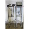 Image 1 : Metal 2 Husky Work Lamps on Pole Base & Single Light on Base
