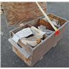 Image 1 : Wooden Box w/ Attached Lid & Contents: Nails, Screws, Saw Guide, etc