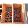 Image 11 : Wooden Box w/ Attached Lid & Contents: Rods, Washers, Nuts & Bolts, Knots, etc
