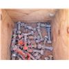 Image 12 : Wooden Box w/ Attached Lid & Contents: Rods, Washers, Nuts & Bolts, Knots, etc